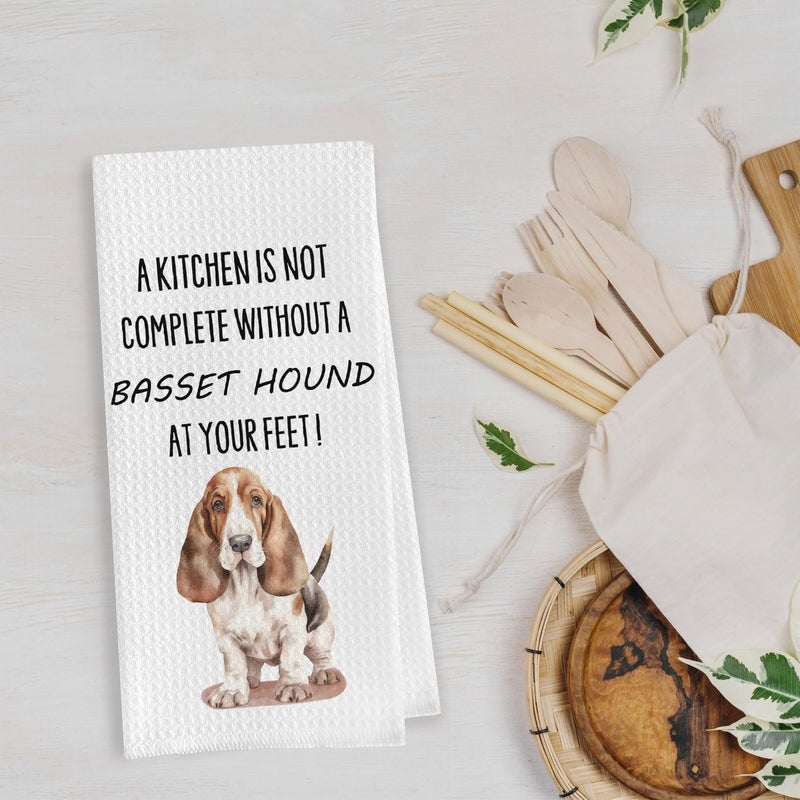 Geqtt Basset Hound Dish Towels - Funny Basset Hound Decorative Waffle Weave Kitchen Towels, Basset Hound Hand Tea Towels, Basset Hound Gifts, Basset Hound Decor (16×24 Inches) - Image 4